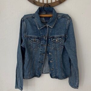 Vintage Faconnable Medium 100% Cotton Fitted Denim Jacket Light Waist Flare
